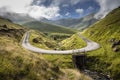 View on high scenic road mountain pass curve in Iraty mountains, basque country, france