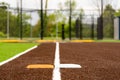 View of high school synthetic turf softball field Royalty Free Stock Photo