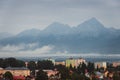 View of the High Tatras mountain range from Poprad. Slovakia. Royalty Free Stock Photo
