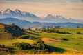 View with High Tatras in Pieniny. Summer mountain landscape in Slovakia. Slovakia and Poland countryside Royalty Free Stock Photo