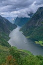 View high on top of beautiful Norwegian fjord, the Sognefjord