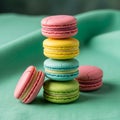 View highlights the macarons\' characteristic glossy shells with Royalty Free Stock Photo