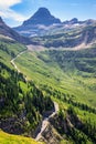 View of Going-to-the-sun road leading towards Reynolds mountain Royalty Free Stock Photo