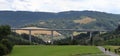View of the highway bridge over the valley. The village of Hrcava in the Czech Republic. Royalty Free Stock Photo