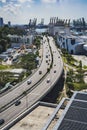 View of the highway seen from Singapore Cable Car Royalty Free Stock Photo