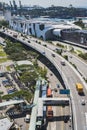 View of the highway seen from Singapore Cable Car Royalty Free Stock Photo