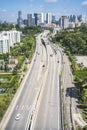 View of the highway seen from Singapore Cable Car Royalty Free Stock Photo