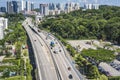 View of the highway seen from Singapore Cable Car Royalty Free Stock Photo