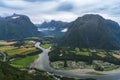 The view from hiking Rampestreken and Nesaksla in Andalsnes in Norway in Europe Royalty Free Stock Photo
