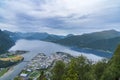 The view from hiking Rampestreken and Nesaksla in Andalsnes in Norway in Europe Royalty Free Stock Photo