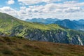View from hiking trail bellow Malolaczniak hill summit in Western Tatras mountains Royalty Free Stock Photo