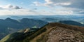 View from hiking trail between Steny and Poludnovy grun hills in Mala Fatra mountains in Slovakia