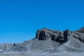 View of a hill formation under the blue sky in the Utah desert near Mars research station Royalty Free Stock Photo