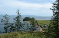 View from the hill on the Katun village near the Chivyrkuisky Bay of Lake Baikal, Svyatoy Nos  `Holy Nose` Peninsula Royalty Free Stock Photo