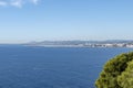 View from the hill `Mont Boron` over the bay in front of Nice on the French Riviera Royalty Free Stock Photo