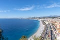 View from the hill `Mont Boron` over the bay in front of Nice on the French Riviera Royalty Free Stock Photo