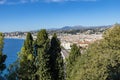 View from the hill `Mont Boron` over the bay in front of Nice on the French Riviera Royalty Free Stock Photo