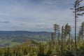 View from hill near Giant rocks in Jeseniky mountains in spring day Royalty Free Stock Photo