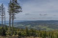 View from hill near Giant rocks in Jeseniky mountains in spring day Royalty Free Stock Photo