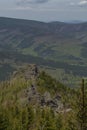 View from hill near Giant rocks in Jeseniky mountains in spring day Royalty Free Stock Photo