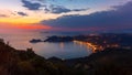 View from the hill to Agios Georgios bay with the long beach at Corfu island Royalty Free Stock Photo