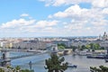 The view from the hill to the chain bridge in Budapest Royalty Free Stock Photo