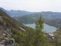 View from the hill to dam Perucac on a Drina river, Serbia Royalty Free Stock Photo