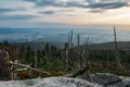 View from hill Tristolicnik, forest devasted by bark beetle infestation. Sumava National Park and Bavarian Forest, Czech republic Royalty Free Stock Photo