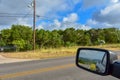 View of the hills and a lake in the Rear View