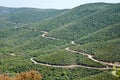 The view of hills landscape of Sithonia with roads