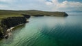 View of Hills and Mountains on Olhon Island, Lake Baikal, Russia, Aerial Royalty Free Stock Photo