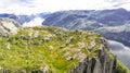 View of the hills and Norwegian fjord Lysefjord