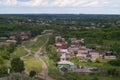 View from the hills to the village and the winding roads of the street Royalty Free Stock Photo