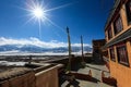 View of the Himalaya valley from Thiksey monastery in Leh Royalty Free Stock Photo