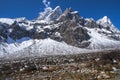 view of the Himalayas (Awi, Cholatse, Tabuche Peak) from Pheriche Royalty Free Stock Photo