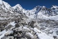 view of the Himalayas (Lingtren, Khumbutse) out of the way to Everest Base Camp
