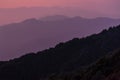 Himalayas mountain range from Binsar Zero point,  Kumaon, Uttarakhand, India Royalty Free Stock Photo