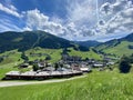 View on Hinterglemm on a summer day in the Alps at Saalbach-Hinterglemm, Austria