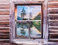 View of the Hintersee through a window