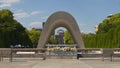View of the Hiroshima Victims Memorial Cenotaph in the background Genbaku Dome World Heritage Monument