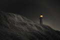 View of Hirtshals Lighthouse on dark gray background. Denmark.