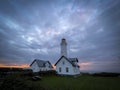 View of Hirtshals Lighthouse at sunset. Denmark.