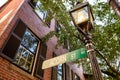 View of historic Acorn Street in Boston Royalty Free Stock Photo