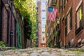 View of historic Acorn Street in Boston Royalty Free Stock Photo