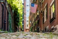 View of historic Acorn Street in Boston Royalty Free Stock Photo