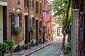 View of historic Acorn Street in Boston Royalty Free Stock Photo