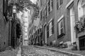 View of historic Acorn Street in Boston Royalty Free Stock Photo