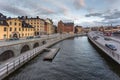 View of the historic architecture of the capital from the bridge. Stockholm, Sweden