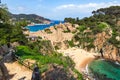 View on the historic beach town Tossa de Mar on the Costa Brava beach, Spain