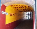 View of the historic bull brow passage in rochdale with painted victorian advertisements